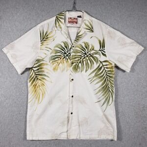 RJC Hawaii Men XL Short Sleeve Button Up Shirt Palm Leaf Aloha Tropical Made USA